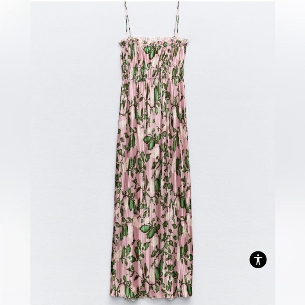 Zara Printed Pleated Multi Print Floral Contemporary Feminine Cottage Core Dress - Picture 3 of 16